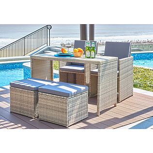 Ensemble de mobilier de jardin 9 pièces / salon de jardin en polyrotin résistant aux intempéries et aux UV