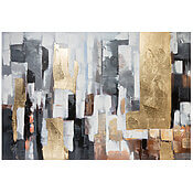 Abstraktes Leinwandbild "Blocks", handgemalt mit goldfarbenen Akzenten Abstraktes Leinwandbild "Blocks", handgemalt mit goldfarbenen Akzenten