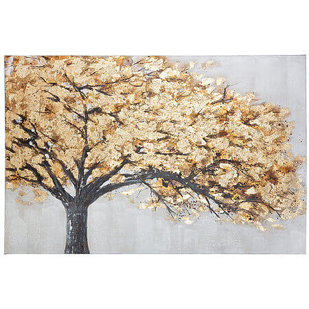Leinwandbild "Golden Tree", Baum mit goldfarbenen Akzenten