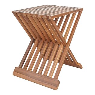 Folding stool "Erto" made of teak wood (natural), height: 45 cm