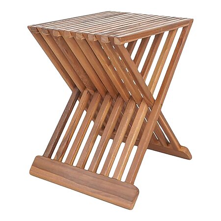 Tabouret pliant « Erto » en bois de teck (naturel), hauteur : 45 cm