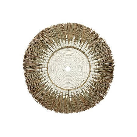 Décoration murale en macramé de raphia (blanc naturel)