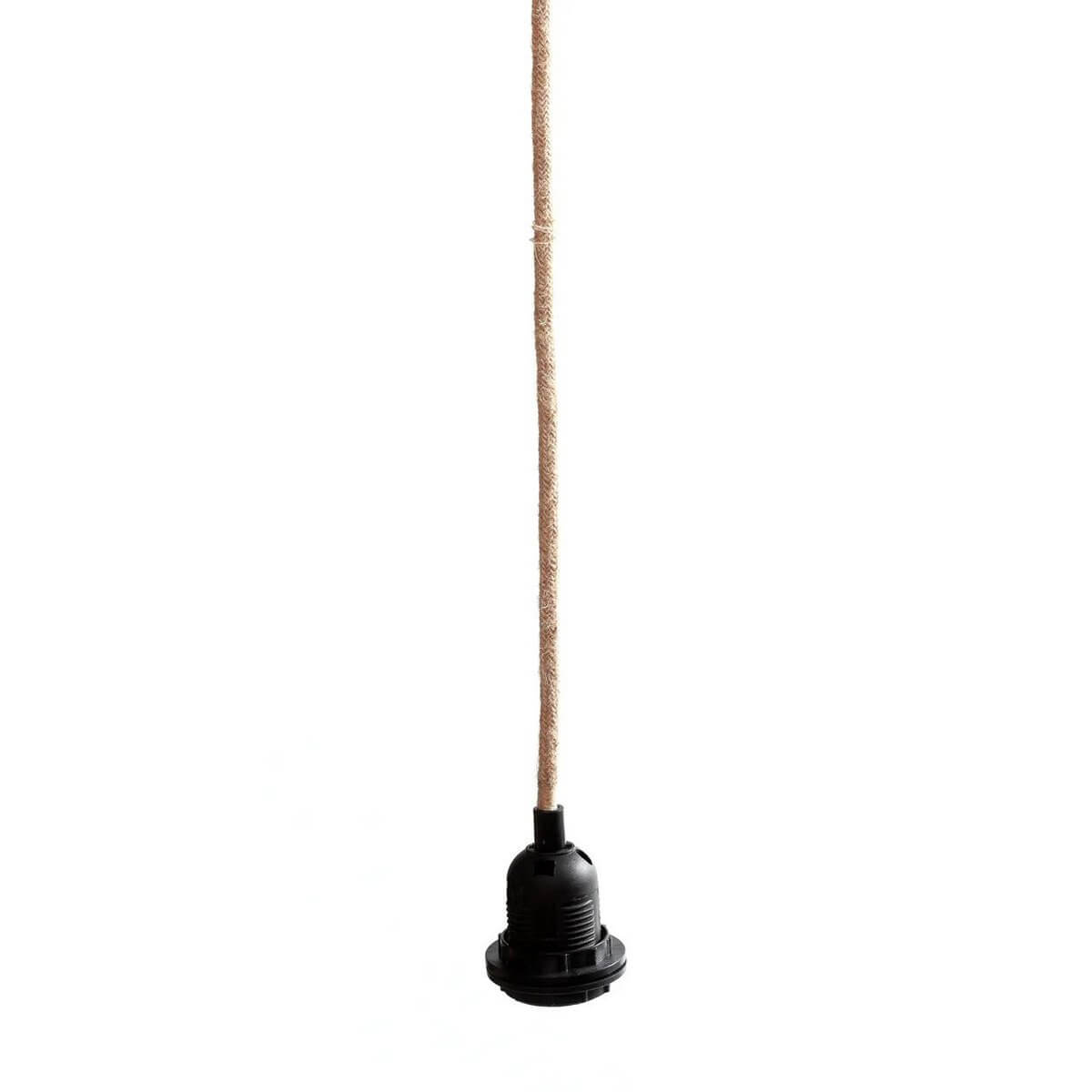 Lampenaufhängung für Deckenleuchten / Pendelleuchten – 1 Fassung (schwarz) mit Jutekabel Lampenaufhängung für Deckenleuchten / Pendelleuchten – 1 Fassung (schwarz) mit Jutekabel – Bild 2