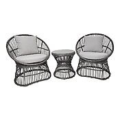 3-tlg. Outdoor Lounge Set "Natal" aus Rattan (grau), inkl. Kissen 3-tlg. Outdoor Lounge Set "Natal" aus Rattan (grau), inkl. Kissen
