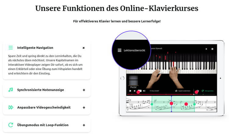 In boeiende online videolessen laten ervaren muziekdocenten je zien hoe je correct piano speelt.