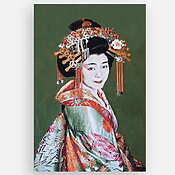 Handgefertigter Tapisserie-Wandteppich "Geisha" von Alison Wright, auf Keilrahmen gespannt und schallabsorbierend Handgefertigter Tapisserie-Wandteppich "Geisha" von Alison Wright, auf Keilrahmen gespannt und schallabsorbierend