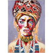 African Art Leinwandbild "Nala", handgemaltes Frauenportrait African Art Leinwandbild "Nala", handgemaltes Frauenportrait