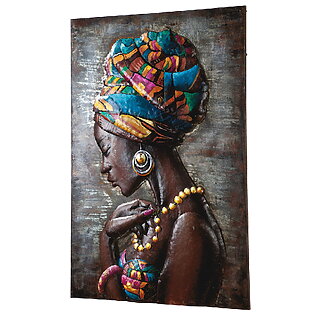 African Art Leinwandbild "Maleika", handgemaltes Frauenportrait (3D Optik)