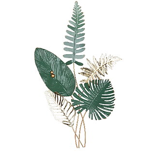 Metall-Wandrelief "Foglio" mit glänzendem Blättermotiv