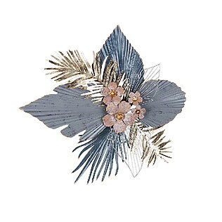 Floral metal wall relief "Merida" with a glossy leaf motif