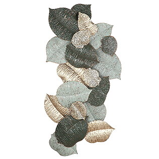 Rilievo da parete in metallo "Pioggia di foglie" con motivo a foglia lucida