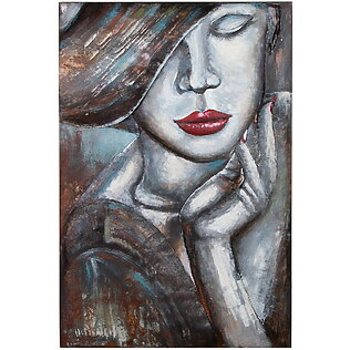 Tableau sur toile peint à la main « Noblesse », portrait de femme avec effet 3D