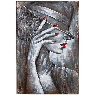 Handgemaltes Leinwandbild "Casablanca", Frauenportrait mit 3D-Effekt