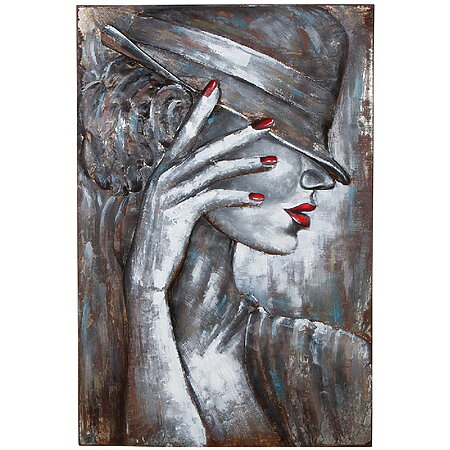 Tableau sur toile peint à la main « Casablanca », portrait de femme avec effet 3D