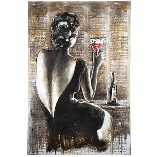 Großformatiges Acrylgemälde "Savoir Vivre", handgemalt auf Metallplatte