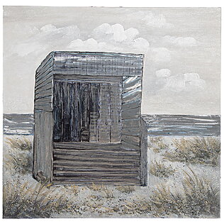 Peinture sur toile maritime « Chaise de plage » du nord, peinte à la main