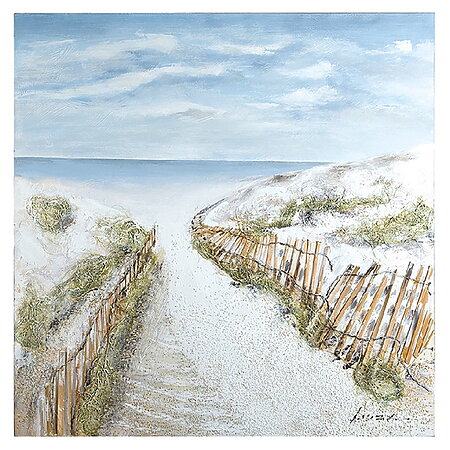 Tableau maritime sur toile « Idylle des dunes » du Nord, peint à la main