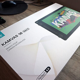 Das Huion Kamvas 16 (Gen 3) kurz vor dem Unboxing