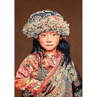 Gobelin-Wandteppich "Tibetisches Kind", fotorealistischer Kunstdruck, schallabsorbierend