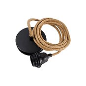 Lampenaufhängung für Deckenleuchten / Pendelleuchten – 1 Fassung (schwarz) mit Jutekabel Lampenaufhängung für Deckenleuchten / Pendelleuchten – 1 Fassung (schwarz) mit Jutekabel