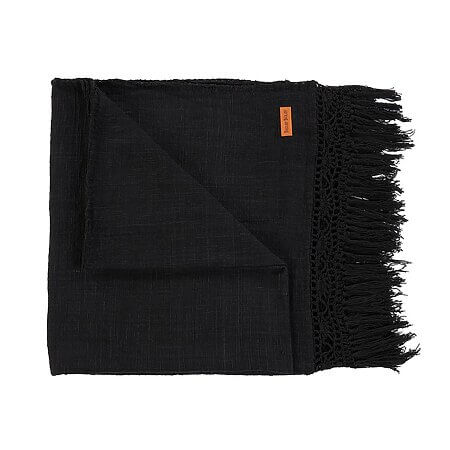 Colcha/manta lisa de algodón "Gypsy" (negra)