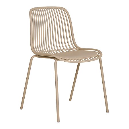 Silla de jardín "Branson", resistente a los rayos UV y apilable (color arena), juego de 4