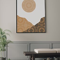El arte moderno con colores suaves y marcos minimalistas se adapta perfectamente a la tendencia Japandi.