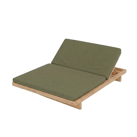 Outdoor double sun lounger "Pantai" made from recycled teak wood (Green Algae)