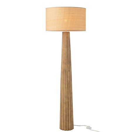 Farbenfrohes Nordic Design - Scandi Stil mit Color-Upgrade Inneneinrichtung Antrei Hartikainen J-Line Natürliche Stehleuchte aus hochwertigem Ailanthus-Holz (Götterbaum)
