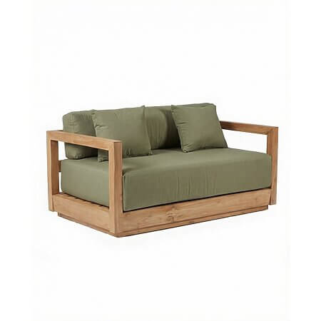 Outdoor Zweisitzer-Sofa "Umalas" aus recyceltem Teakholz (Grüne Alge)