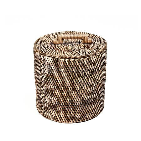 Cesto portaoggetti basso in rattan (marrone naturale)
