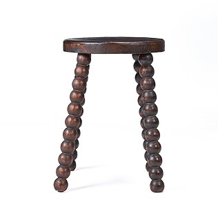Handcrafted "Dango" stool, dark walnut wood