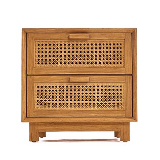 Handgefertigter Nachttisch "Harmony" aus Teakholz und Rattan