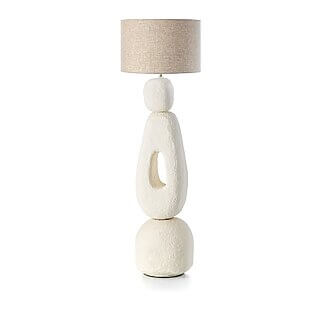 Handmade XL floor lamp "Lampatha Christie" made of papier-mâché (white)