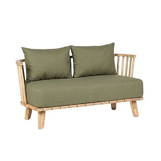 Outdoor Zweisitzer-Sofa "Malawi" aus massivem Teakholz (Grüne Alge)