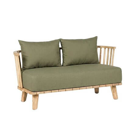 Design d'intérieur scandinave : l'harmonie à travers le minimalisme hygge dans le design d'intérieur de style scandinave du XXe siècle Canapé d'extérieur deux places « Malawi » en bois de teck massif (algues vertes)