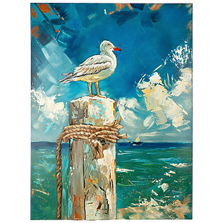 Maritimes Leinwandbild "Coast Bird", handgemalt auf Metall