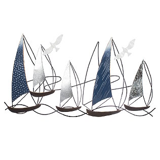 Maritiem metalen wandreliëf "Regatta", zilverkleurige accenten