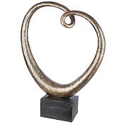 Abstracte sculptuur "Relaxing", vloeiende vorm met een antieke goudkleurige afwerking Abstracte sculptuur "Relaxing", vloeiende vorm met een antieke goudkleurige afwerking