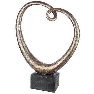 Abstrakte Skulptur "Relaxing", fließende Form in goldfarbenem Antik-Finish