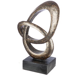 Abstract sculpture "Sphere", flowing form in a gold-colored antique finish
