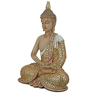 Klein zittend Boeddhabeeldje "Mangala" in goudkleurige uitvoering
