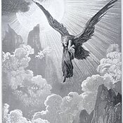 Dante und der Adler, aus 'Die Göttliche Komödie' (Purgatorio) von Dante Alighieri, graviert von Gauchard Brunier, ca. 1868 von Gustave Dore