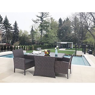 Conjunto de muebles de jardín de 5 piezas / grupo de asientos para exterior fabricado en polirratán resistente a la intemperie y a los rayos UV