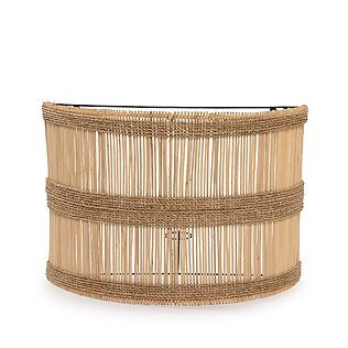 Wandapplikation "Doedoe" aus Rattan, halbzylindrische Form (natur)