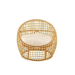 Poltrona J-Line "Lise" in rattan con cuscino incluso (naturale/bianco)
