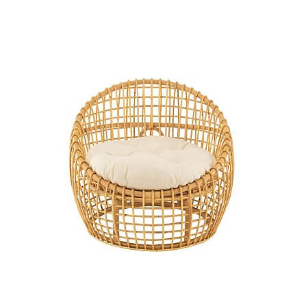 Poltrona J-Line "Lise" in rattan con cuscino incluso (naturale/bianco)