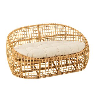 Divano a 2 posti "Lise" della linea J-Line, realizzato in rattan con cuscini inclusi (naturale/bianco)