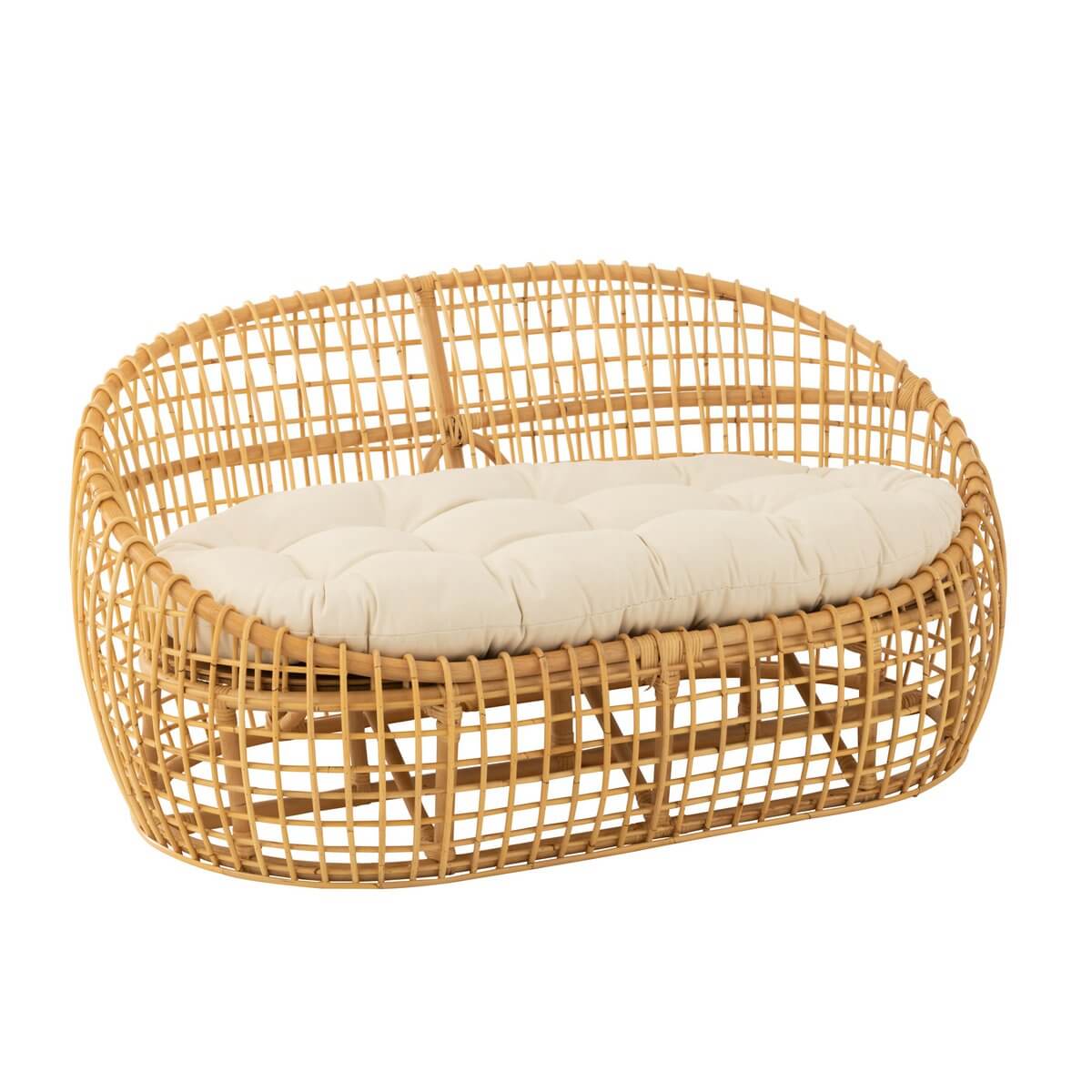 J-Line 2-Sitzer-Sofa "Lise" aus Rattan inkl. Kissen (natur/weiß) J-Line 2-Sitzer-Sofa "Lise" aus Rattan inkl. Kissen (natur/weiß)