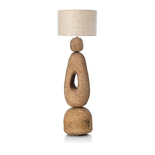 Handgefertigte XL Stehlampe "Lampatha Christie" aus Pappmaché (schlammfarben)